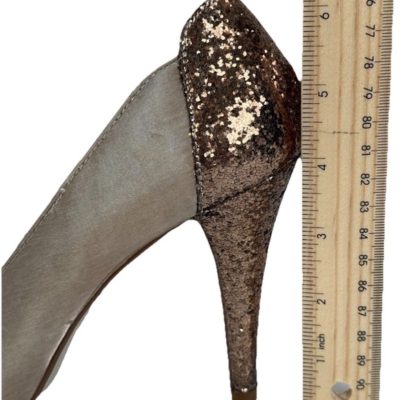 Style & Co NAVEAH Women’s Size 7.5 Open Toe Pumps Taupe Tan Bronze Glitter Heel - Picture 6 of 7